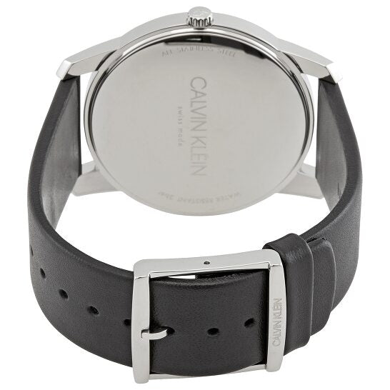  Shop Authentic Calvin Klein City White Dial Black Leather Strap Watch for Men - K2G2G1CD - Luxxuri