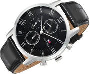  Shop Authentic Tommy Hilfiger Kane Quartz Black Dial Black Leather Strap Watch for Men - 1791401 - Luxxuri