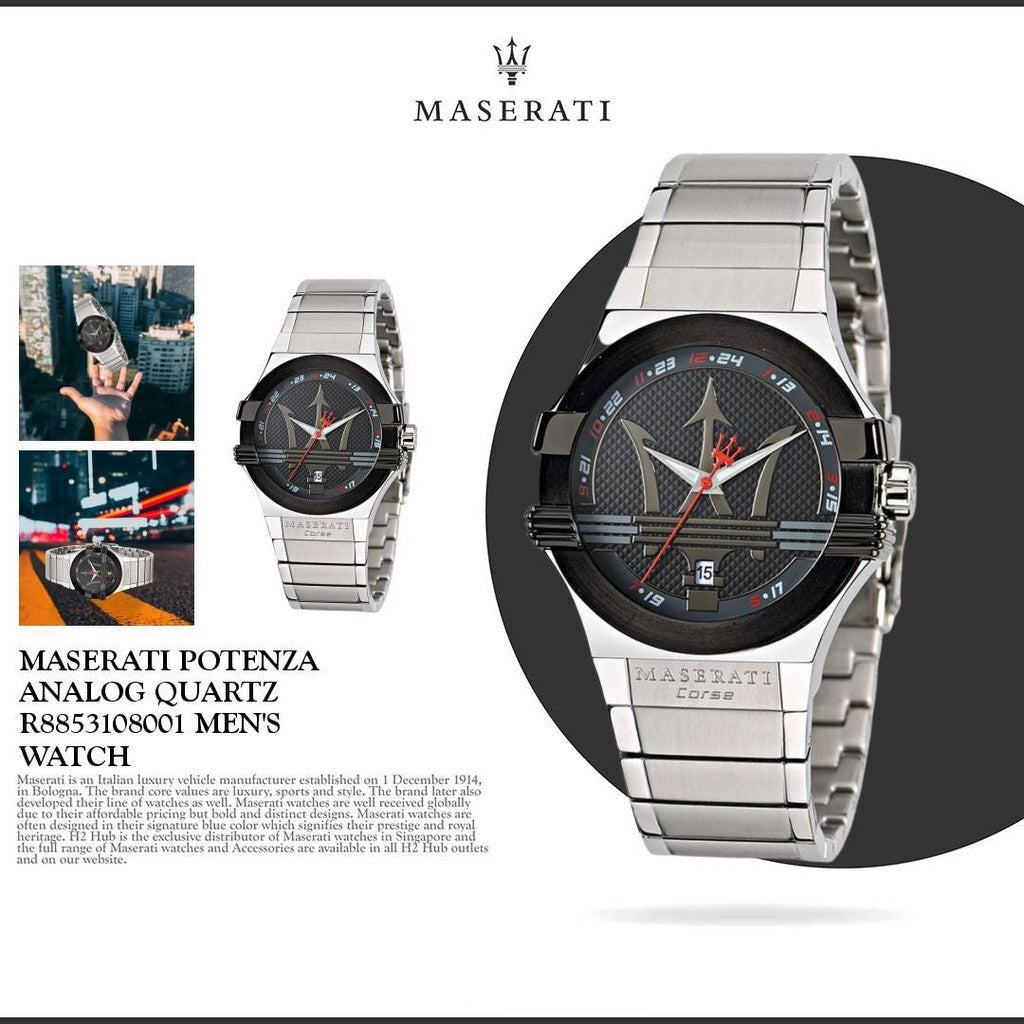  Shop Authentic Maserati Potenza Black Dial Silver Steel Strap Watch For Men - R8853108001 - Luxxuri