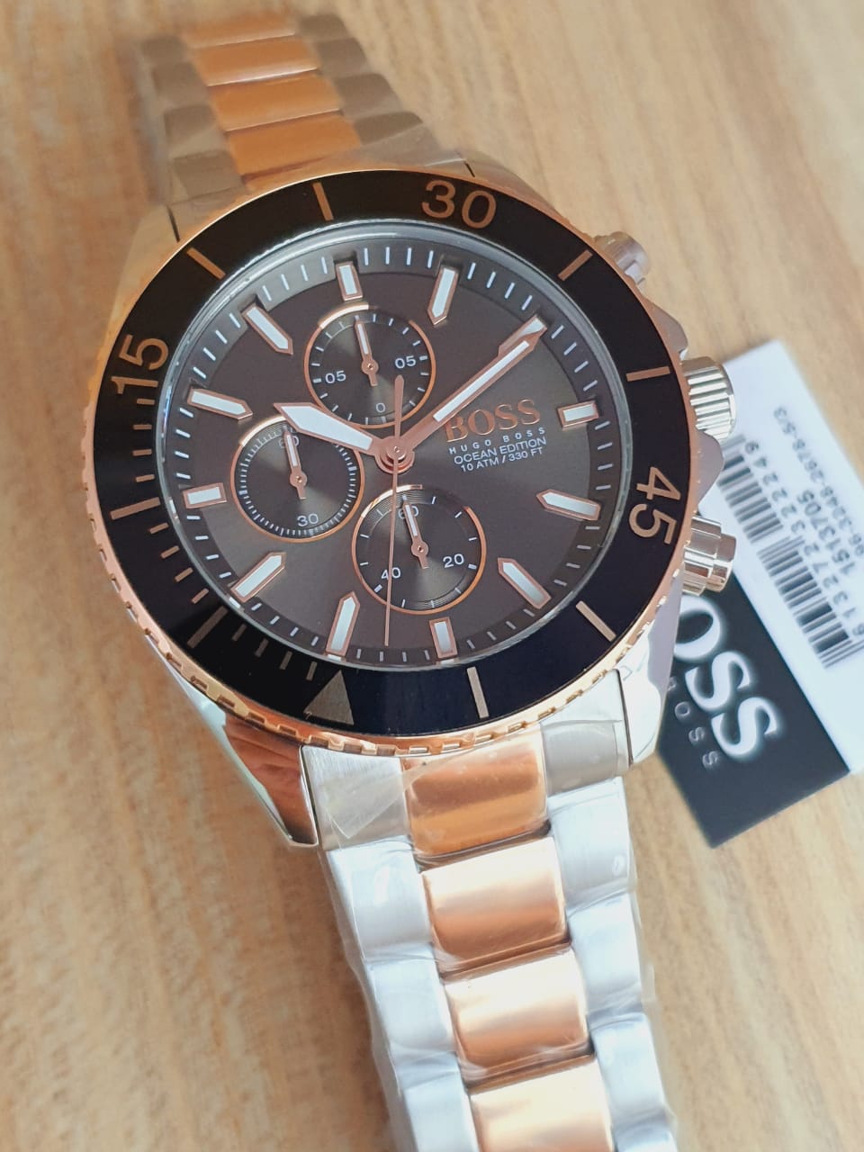  Shop Authentic Hugo Boss Ocean Edition Black Dial Two Tone Steel Strap Watch for Men - 1513705 - Luxxuri