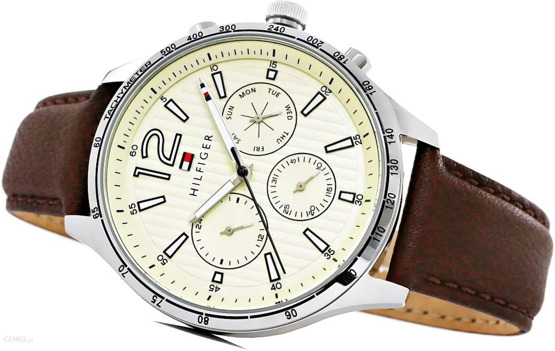  Shop Authentic Tommy Hilfiger Gavin Chronograph White Dial Brown Leather Strap Watch for Men - 1791467 - Luxxuri