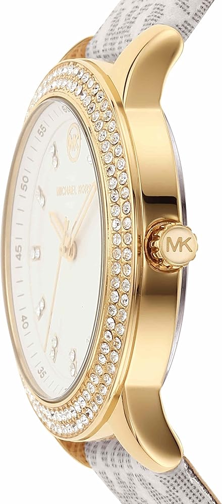  Shop Authentic Michael Kors Tibby Analog Silver Dial White Leather Strap Watch for Women - MK1049 - Luxxuri