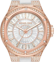  Shop Authentic Michael Kors Lennox Three-Hand Crystals Dial White Silicone Strap Watch For Women - MK7248 - Luxxuri