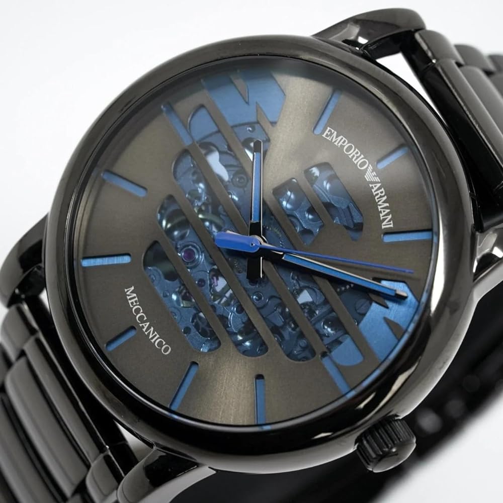  Shop Authentic Emporio Armani Meccanico Automatic Grey Dial Grey Steel Strap Watch For Men - AR60029 - Luxxuri