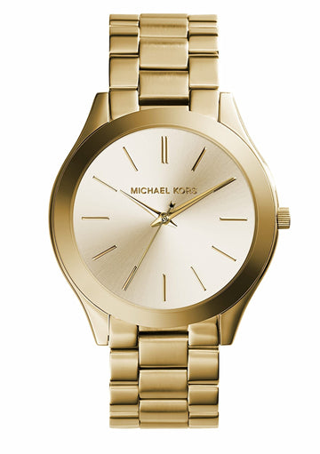  Shop Authentic Michael Kors Slim Runway Gold Dial Gold Stainless Steel Strap Watch for Women - MK3179 - Luxxuri
