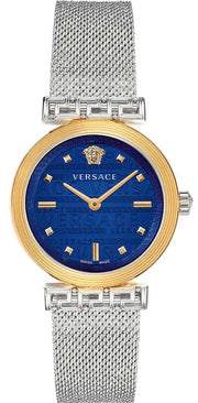  Shop Authentic Versace Meander Blue Dial Silver Mesh Bracelet Watch for Women - VELW00520 - Luxxuri