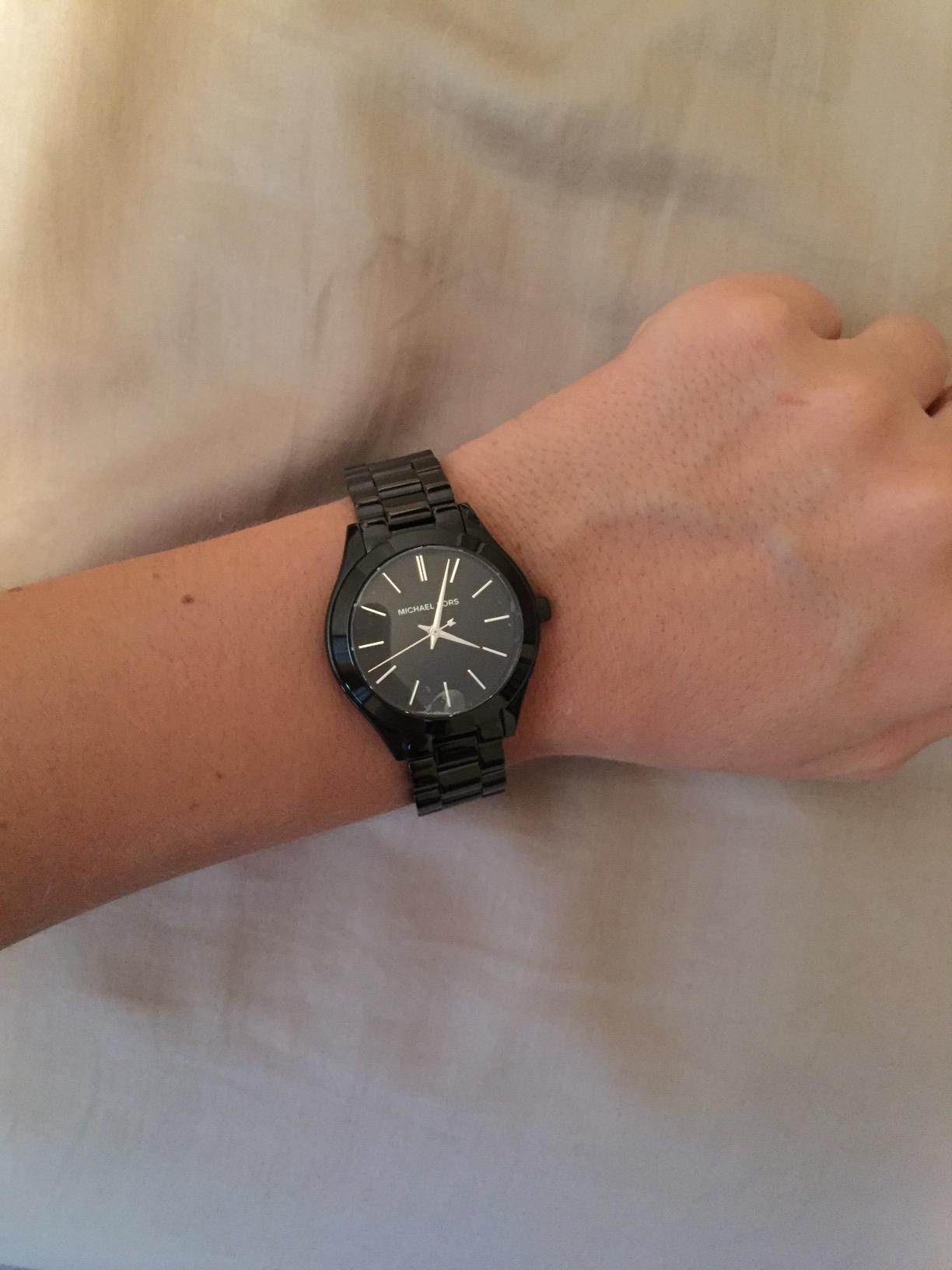  Shop Authentic Michael Kors Mini Slim Runway Black Dial Black Steel Strap Watch for Women - MK3587 - Luxxuri