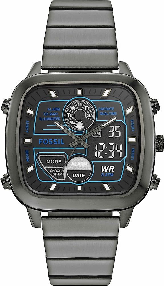  Shop Authentic Fossil Retro Analog-Digital Black Dial Grey Steel Strap Watch for Men - FS5892 - Luxxuri