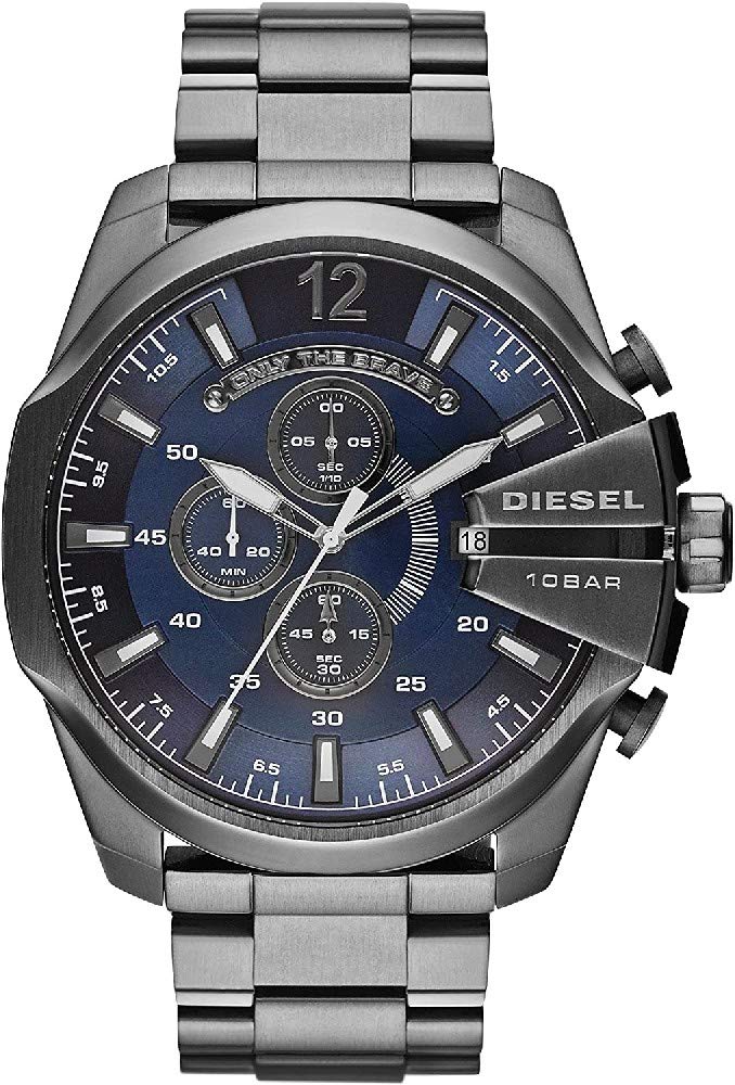  Shop Authentic Diesel Mega Chief Chronograph Blue Dial Black Steel Strap Watch For Men - DZ4329 - Luxxuri