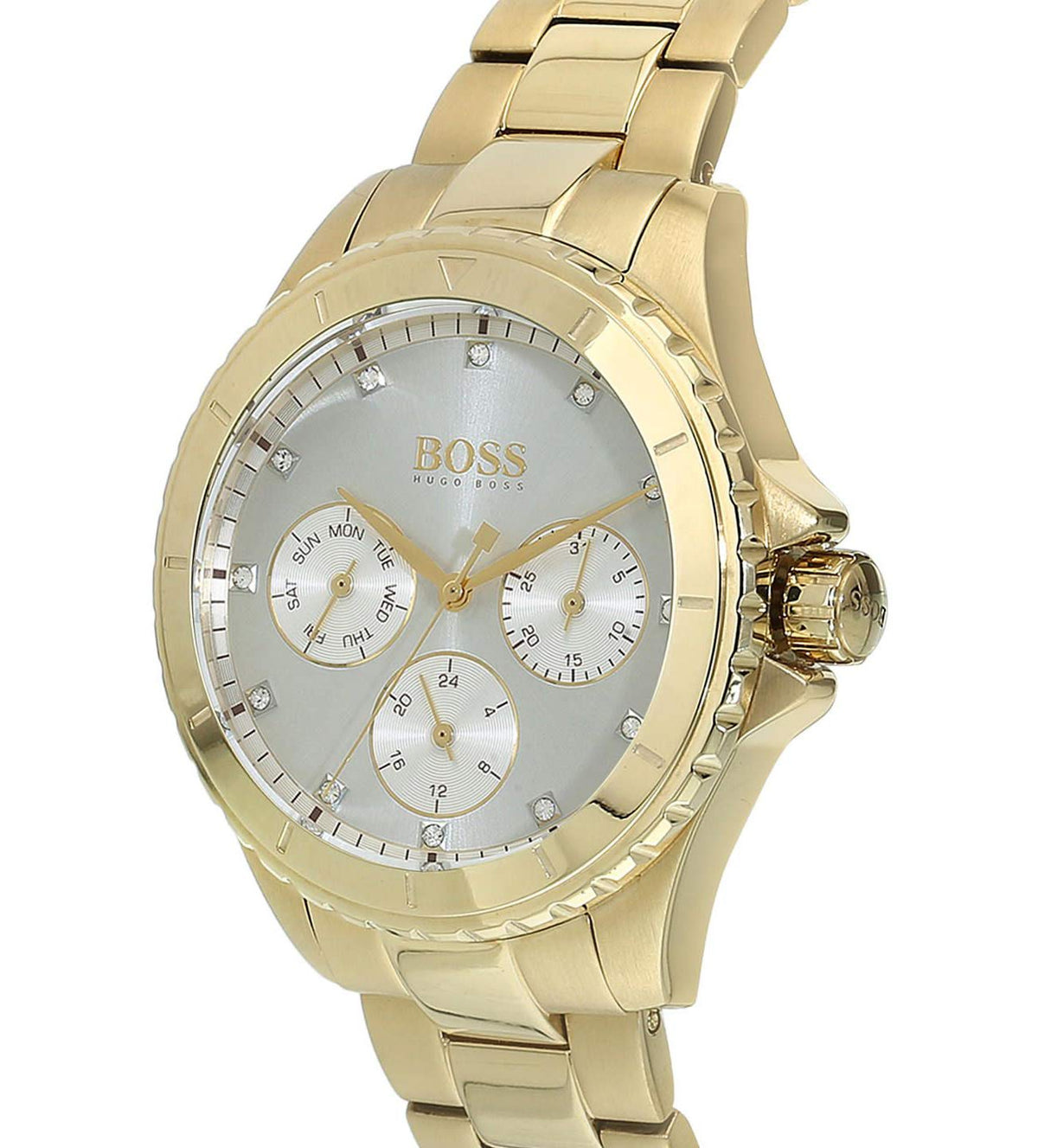  Shop Authentic Hugo Boss Premiere White Dial Gold Steel Strap Watch for Women - 1502445 - Luxxuri