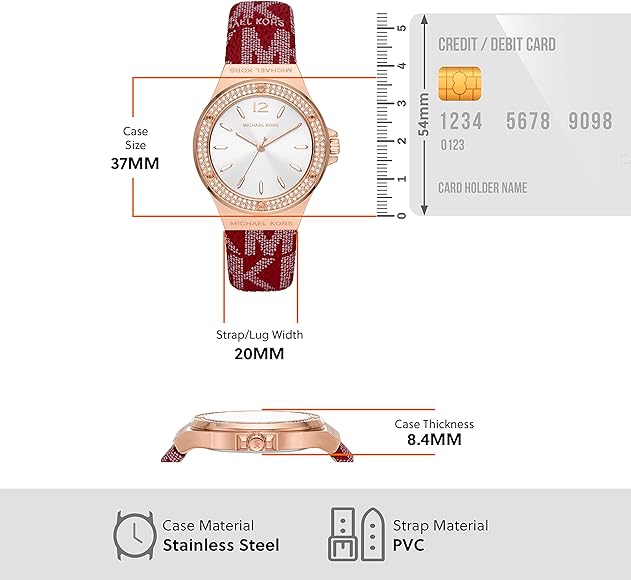  Shop Authentic Michael Kors Lennox Three Hand Silver Dial Red Leather Strap Watch For Women - MK7308 - Luxxuri