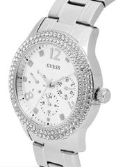  Shop Authentic Guess Bedazzle Diamonds Silver Dial Silver Steel Strap Watch For Women - W1097L1 - Luxxuri