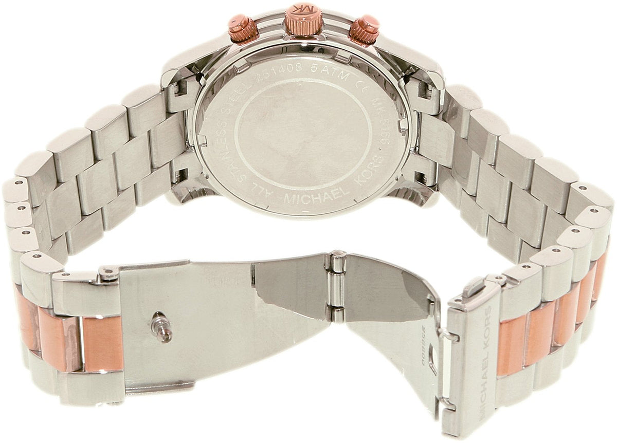  Shop Authentic Michael Kors Runway Chronograph Blue Dial Two Tone Steel Strap Watch For Women - MK6166 - Luxxuri