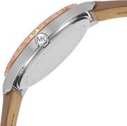  Shop Authentic Michael Kors Layton Mother of Pearl White Dial Brown Leather Strap Watch For Women - MK2910 - Luxxuri