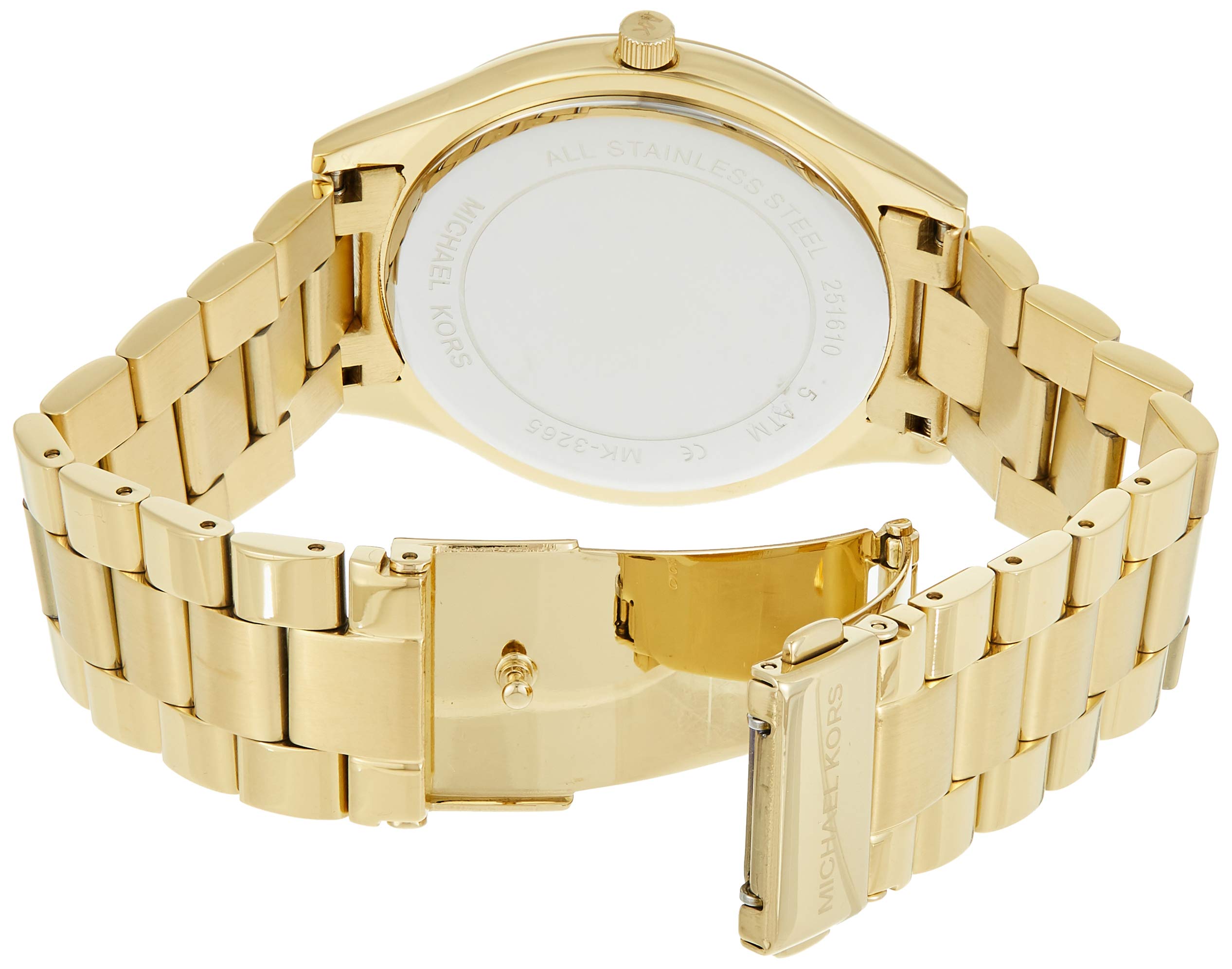  Shop Authentic Michael Kors Slim Runway Blue Dial Gold Steel Strap Watch for Women - MK3265 - Luxxuri