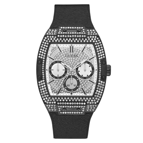  Shop Authentic Guess Phoenix Multifunction Silver Dial Black Silicone Strap Watch For Men - GW0048G1 - Luxxuri