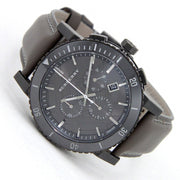  Shop Authentic Burberry The City Chronograph Ion Plated Grey Dial Grey Leather Strap Watch for Men - BU9384 - Luxxuri