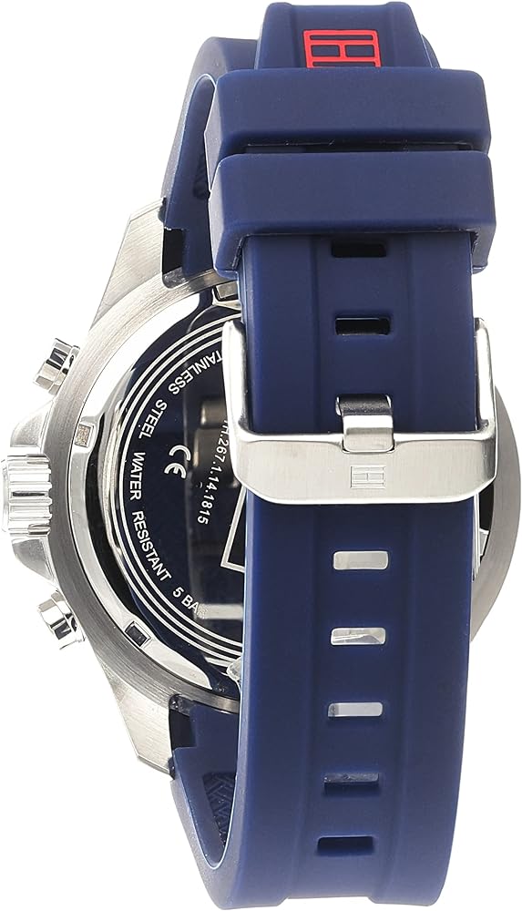  Shop Authentic Tommy Hilfiger Nolan Chronograph Blue Dial Blue Rubber Strap Watch for Men - 1791142 - Luxxuri