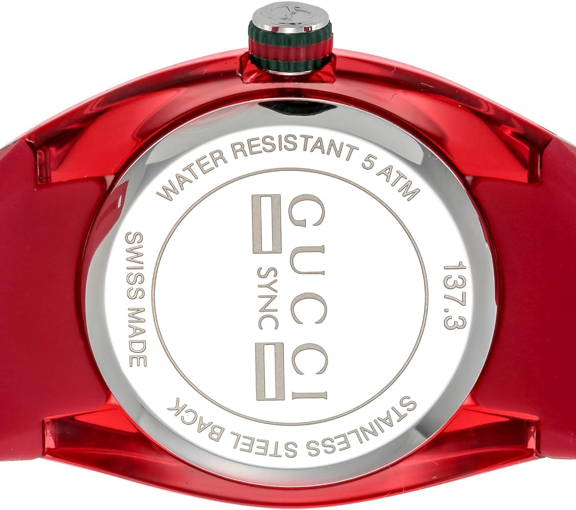  Shop Authentic Gucci Sync Quartz Red Dial Red Rubber Strap Watch For Women - YA137303 - Luxxuri