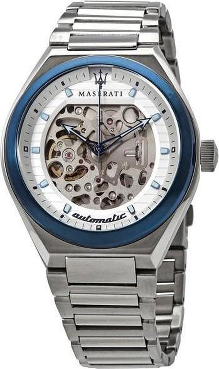  Shop Authentic Maserati Triconic Automatic Skeleton Grey Dial Silver Steel Strap Watch For Men - R8823139002 - Luxxuri