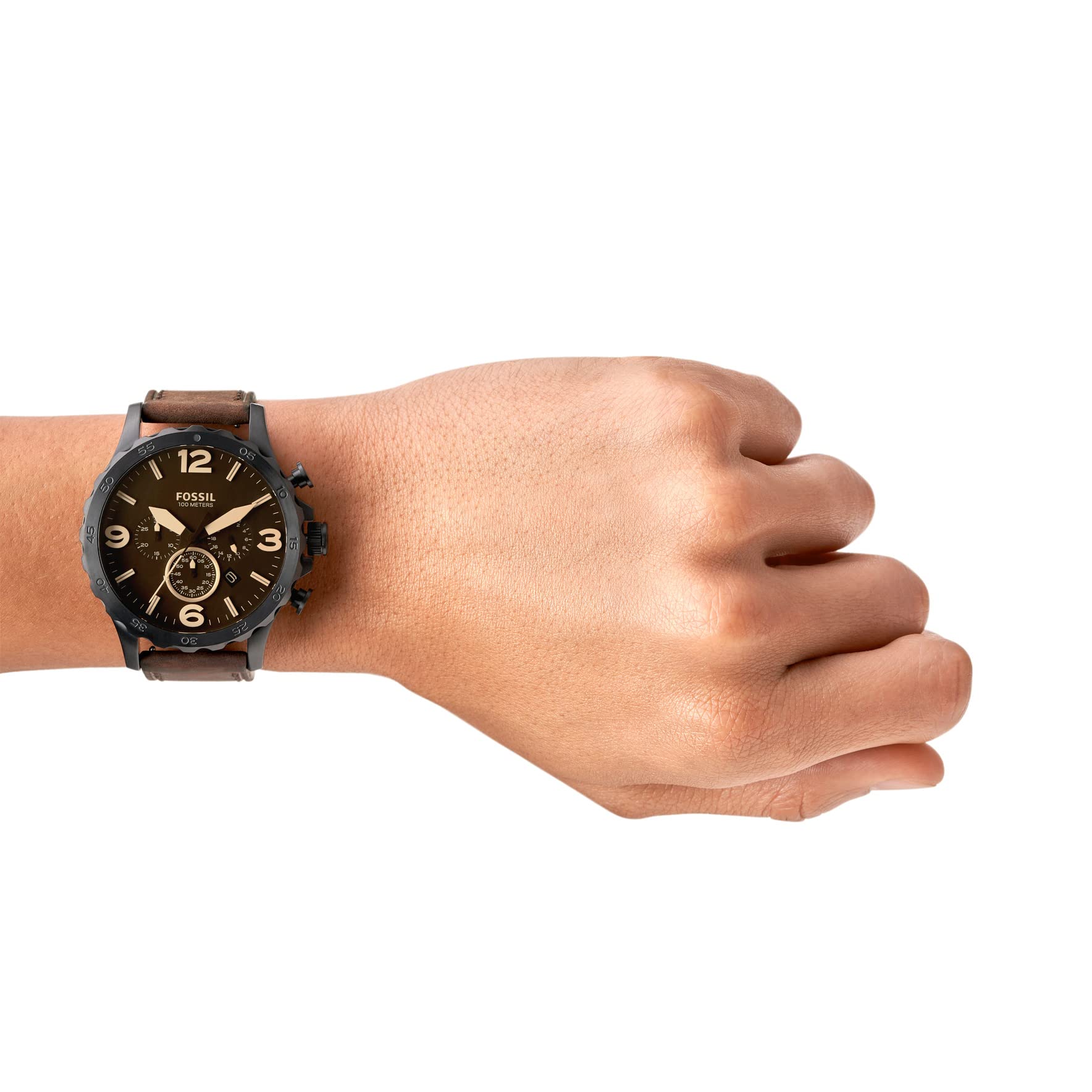  Shop Authentic Fossil Nate Chronograph Brown Dial Brown Leather Strap Watch for Men - JR1487 - Luxxuri