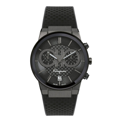  Shop Authentic Salvatore Ferragamo Sapphire Chrono Black Dial Black Rubber Strap Watch for Men - SFME00621 - Luxxuri