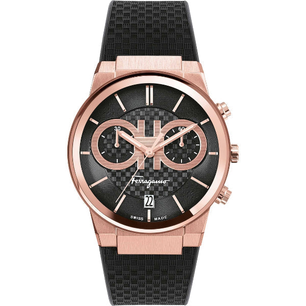  Shop Authentic Salvatore Ferragamo Sapphire Chrono Black Dial Black Rubber Strap Watch for Men - SFME00721 - Luxxuri