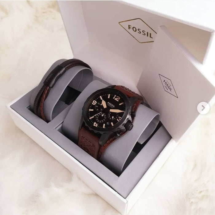  Shop Authentic Fossil Nate Chronograph Brown Dial Brown Leather Strap Watch for Men - JR1511 - Luxxuri