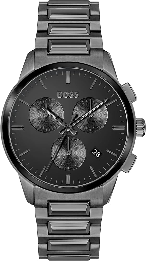  Shop Authentic Hugo Boss Dapper Chronograph Black Dial Black Steel Strap Watch For Men - 1513929 - Luxxuri