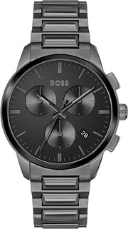  Shop Authentic Hugo Boss Dapper Chronograph Black Dial Black Steel Strap Watch For Men - 1513929 - Luxxuri
