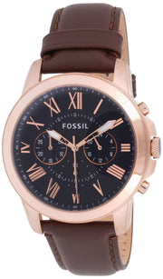  Shop Authentic Fossil Grant Chronograph Blue Dial Brown Leather Strap Watch for Men - FS5068 - Luxxuri