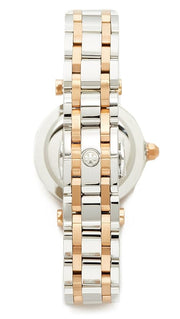 Tory Burch Classic T White Dial Two Tone Steel Strap Watch for Women - TBW9013