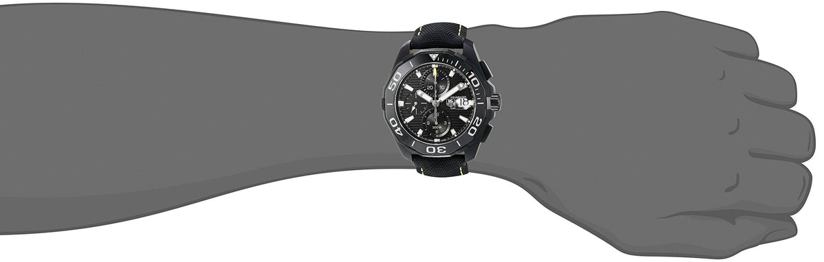  Shop Authentic Tag Heuer Aquaracer Chronograph PVD Black Dial Black Nylon Strap Watch for Men - CAY218A.FC6361 - Luxxuri