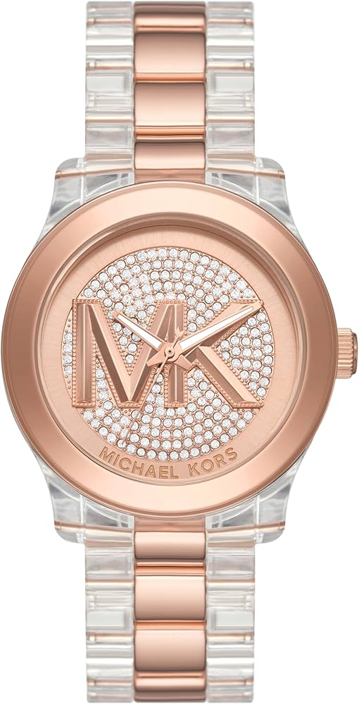  Shop Authentic Michael Kors Runway Analog Crystals Rose Gold Dial Two Tone Steel Strap Watch for Women - MK7355 - Luxxuri