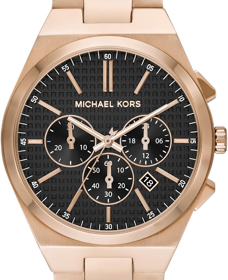  Shop Authentic Michael Kors Lennox Chronograph Black Dial Rose Gold Steel Strap Watch For Men - MK9119 - Luxxuri