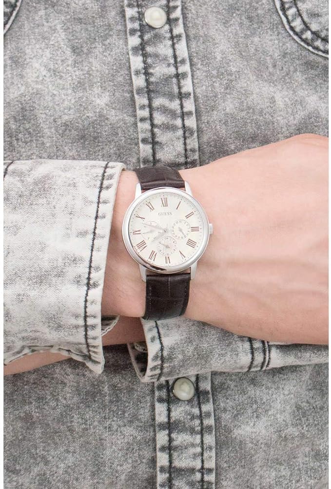  Shop Authentic Guess Wafer Quartz White Dial Brown Leather Strap Watch For Men - W70016G2 - Luxxuri
