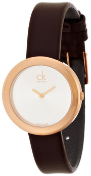  Shop Authentic Calvin Klein Firm White Dial Brown Leather Strap Watch for Women - K3N236G6 - Luxxuri