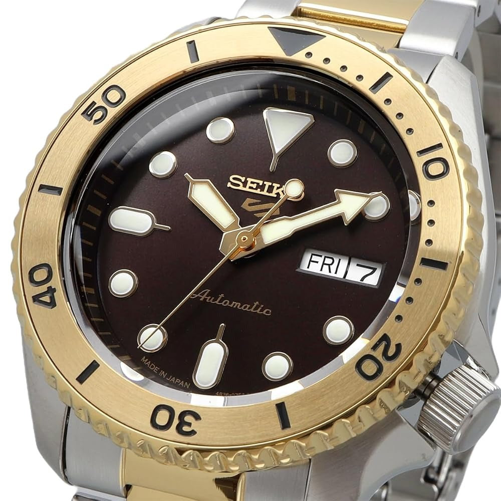  Shop Authentic Seiko 5 Sports Automatic Brown Dial Two Tone Steel Strap Watch For Men - SRPK24 - Luxxuri