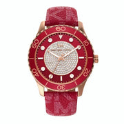  Shop Authentic Michael Kors Runway Three-Hand Quartz Red Dial Red Leather Strap Watch For Women - MK7179 - Luxxuri