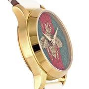  Shop Authentic Gucci G Timeless Quartz Red & Green Dial Beige Leather Strap Watch For Women - YA1265009 - Luxxuri