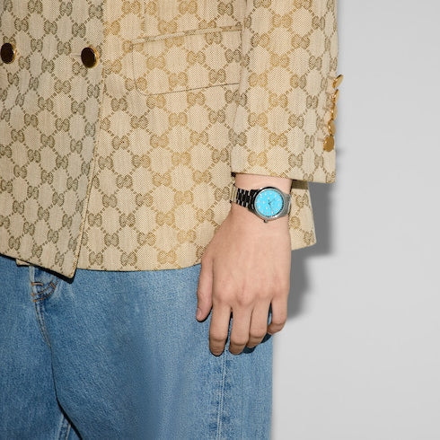  Shop Authentic Gucci G Timeless Quartz Turquoise Dial Silver Steel Strap Unisex Watch - YA1265044 - Luxxuri