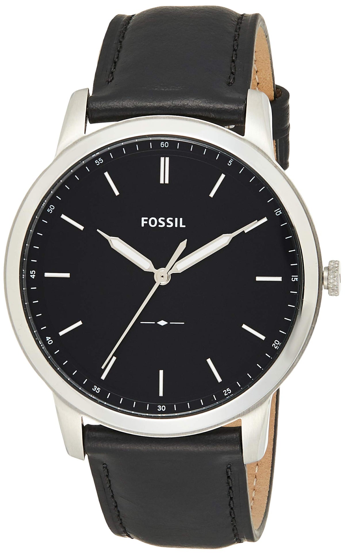  Shop Authentic Fossil The Minimalist Three Hand Black Dial Black Leather Strap Watch for Men - FS5398 - Luxxuri