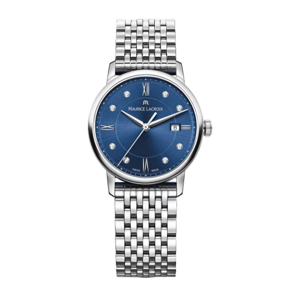  Shop Authentic Maurice Lacroix Eliros Diamonds Blue Dial Silver Steel Strap Watch For Women - EL1094-SS002-450-1 - Luxxuri