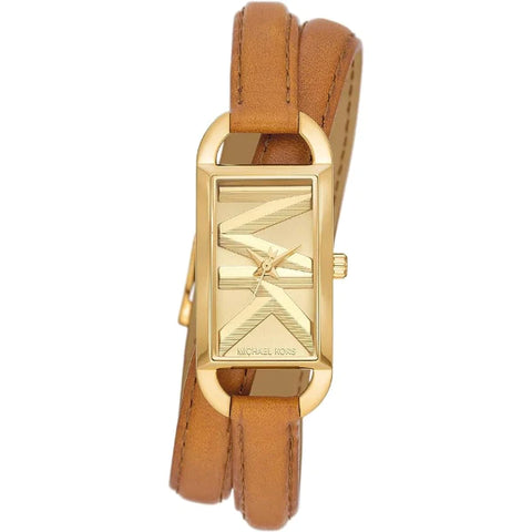  Shop Authentic Michael Kors Empire Three Hand Gold Dial Brown Leather Strap Watch for Women - MK4721 - Luxxuri