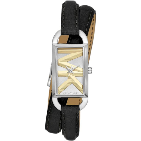  Shop Authentic Michael Kors Empire Three-Hand Silver Dial Black Leather Strap Watch For Women - MK4722 - Luxxuri