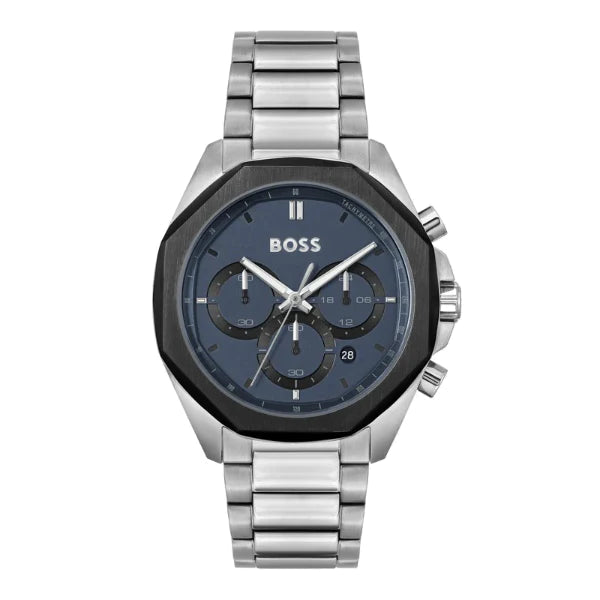 Shop Authentic Hugo Boss Cloud Chronograph Blue Dial Silver Steel Strap Watch For Men - 1514015 - Luxxuri