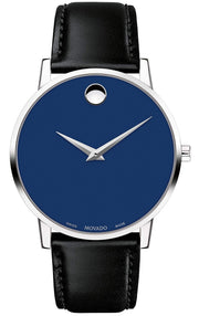  Shop Authentic Movado Museum Blue Dial Black Leather Strap Watch For  Men - 2100009 - Luxxuri