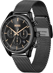  Shop Authentic Hugo Boss Gregor Chronograph Black Dial Black Mesh Bracelet Watch For Men - 1514065 - Luxxuri