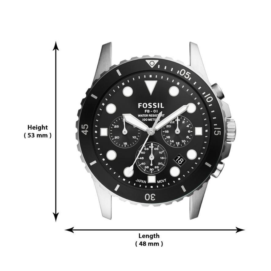  Shop Authentic Fossil FB-01 Chronograph Black Dial Silver Steel Strap Watch for Men - FS5837 - Luxxuri