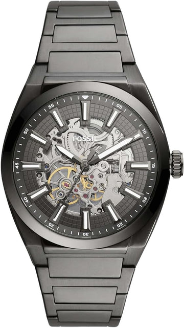  Shop Authentic Fossil Everett Automatic Skeleton Grey Dial Grey Steel Strap Watch for Men - ME3206 - Luxxuri